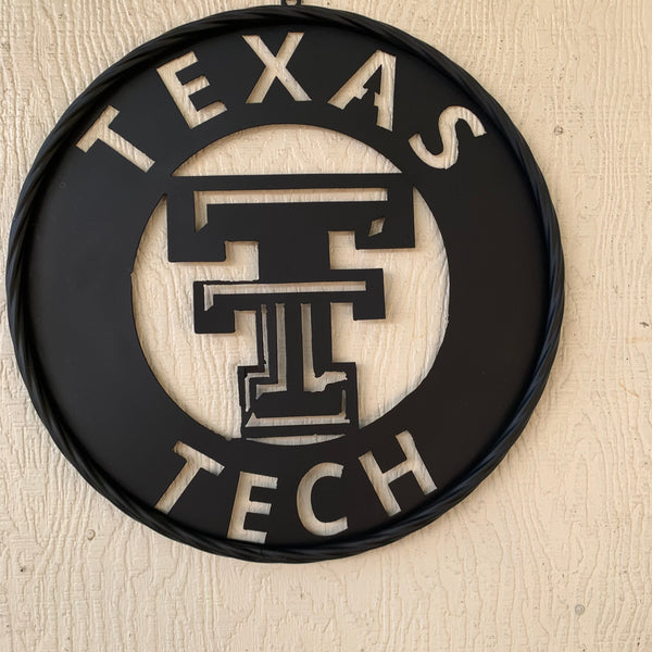 12",18",24",32",36" TEXAS TECH RUSTIC BLACK CUSTOM METAL VINTAGE CRAFT TEAM SIGN HANDMADE TO ORDER