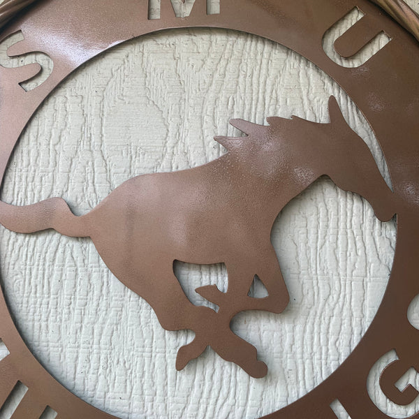 SMU MUSTANGS HAMMERED COPPER METAL CUSTOM VINTAGE CRAFT WALL ART TEAM SIGN HANDMADE