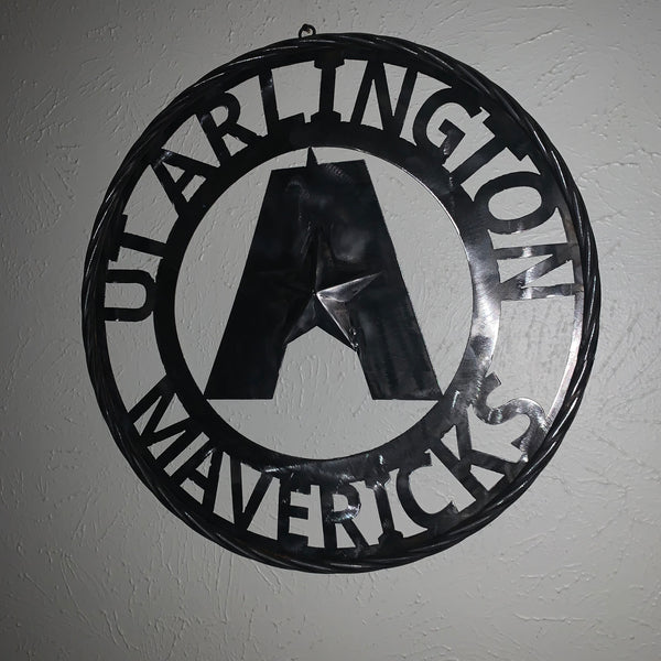 UTA ARLINGTON CUSTOM RAW METAL VINTAGE CRAFT TEAM SIGN WETSERN HOME DECOR HANDMADE