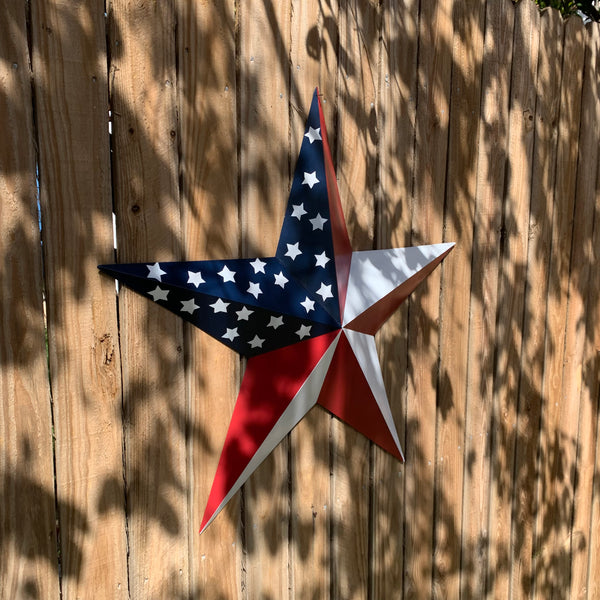 USA FLAG STAR STYLE# 5 RED WHITE & BLUE AMERICANA METAL BARN STAR WALL ART HANDMADE TO ORDER NEW