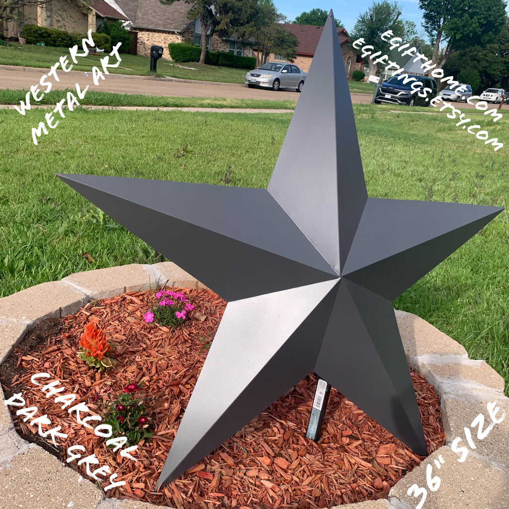 CHARCOAL DARK GREY STAR BARN STAR NO RING DAVID STAR 5 POINT WESTERN HOME DECOR HAND PAINTED