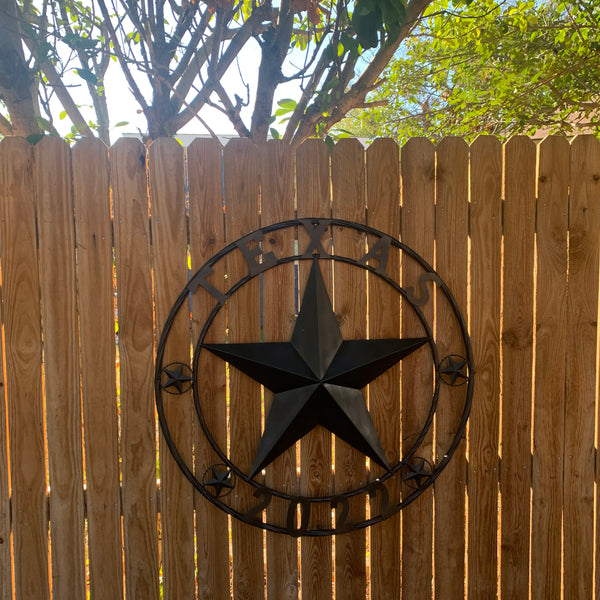 TEXAS 2022 STYLE CUSTOM NAME STAR BARN METAL LONE STAR 3d TWISTED ROPE RING WESTERN HOME DECOR RUSTIC  BLACK HANDMADE 24",32",34",36",40",42",44",46",50"