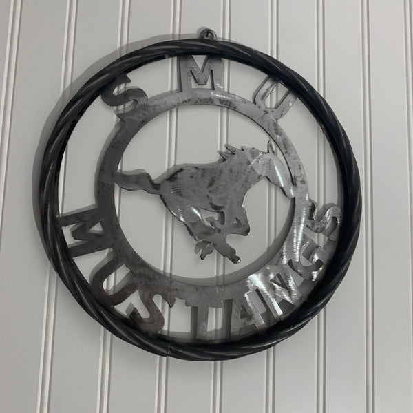 12",18",24",32",36" SMU MUSTANGS RAW METAL CUSTOM VINTAGE CRAFT WALL ART TEAM SIGN HANDMADE