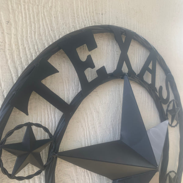 TEXAS 1836 BLACK BARN STAR METAL LONESTAR WESTERN HOME DECOR HANDMADE NEW 16",24",36",50"