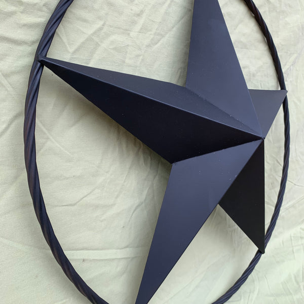 RUSTIC BLACK BARN STAR METAL LONE STAR 3d TWISTED ROPE RING WESTERN HOME DECOR HANDMADE NEW 12",16",24",32",36"-#EH10608