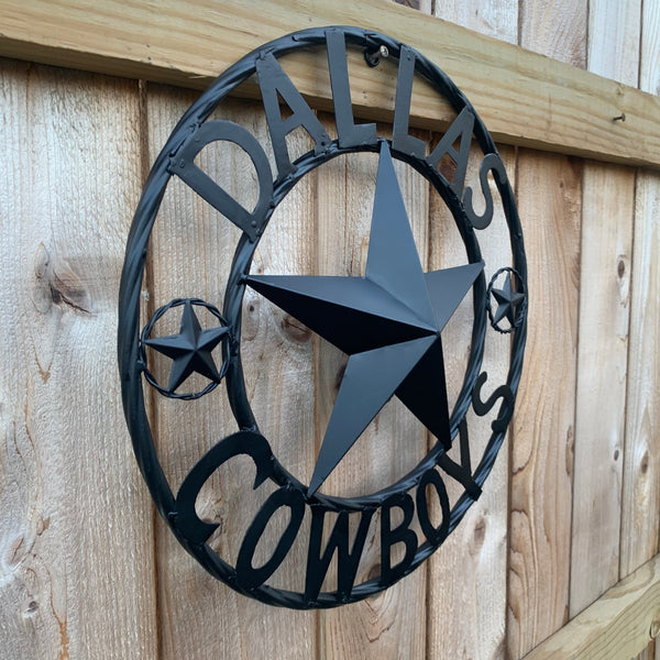 18" DALLAS COWBOYS BLACK STAR CUSTOM METAL VINTAGE LONE STAR WESTERN HOME DECOR HANDMADE