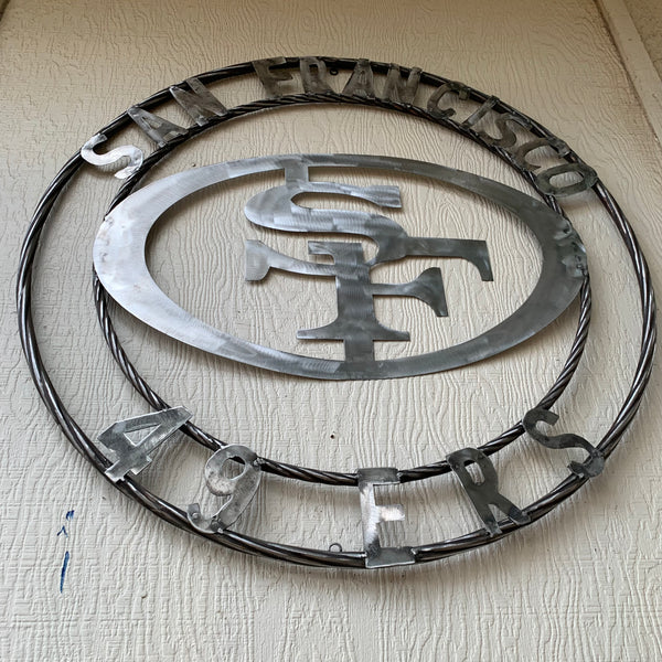 36" SAN FRANCISCO 49ERS CUSTOM RAW METAL VINTAGE CRAFT TEAM SIGN HAND MADE IN USA