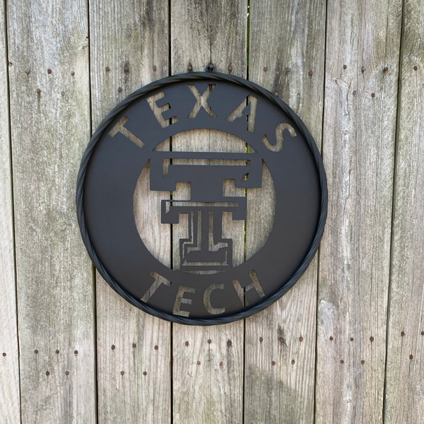 12",18",24",32",36" TEXAS TECH RUSTIC BLACK CUSTOM METAL VINTAGE CRAFT TEAM SIGN HANDMADE TO ORDER