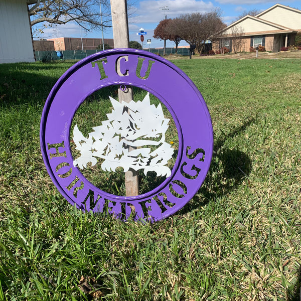 18",24",32" TCU HORNED FROGS CUSTOM METAL VINTAGE CRAFT TEAM SIGN WESTERN HOME DECOR HANDMADE