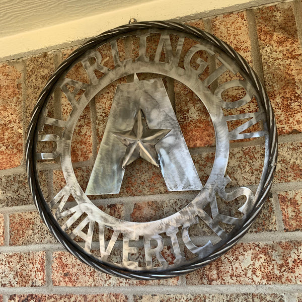 UTA ARLINGTON CUSTOM RAW METAL VINTAGE CRAFT TEAM SIGN WETSERN HOME DECOR HANDMADE