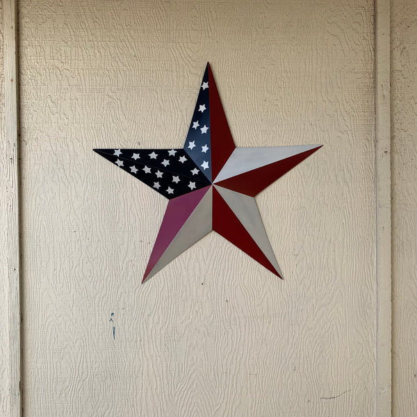 USA FLAG STAR STYLE# 5 RED WHITE & BLUE AMERICANA METAL BARN STAR WALL ART HANDMADE TO ORDER NEW