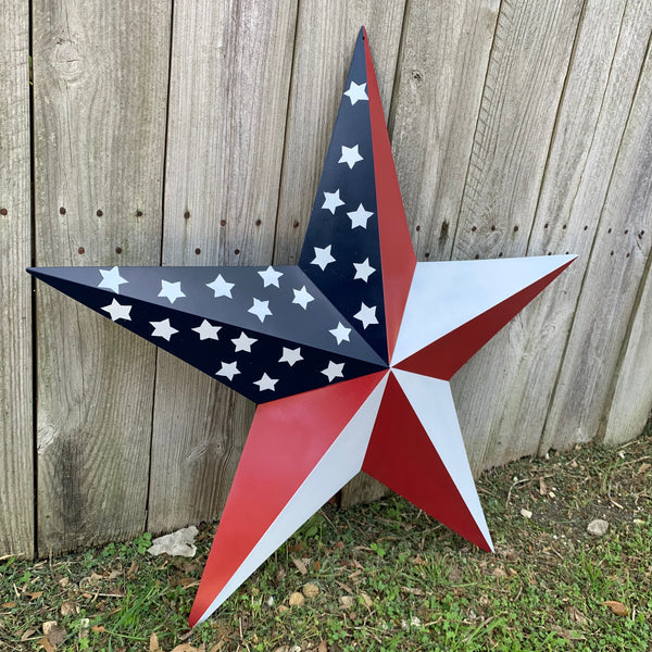 USA FLAG STAR STYLE# 5 RED WHITE & BLUE AMERICANA METAL BARN STAR WALL ART HANDMADE TO ORDER NEW