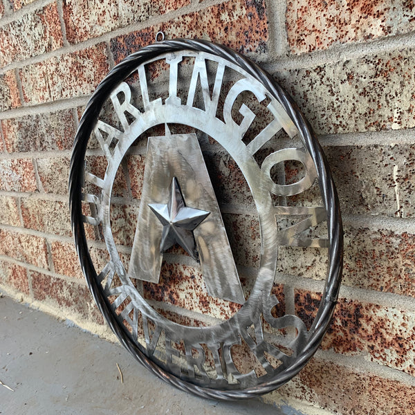 UTA ARLINGTON CUSTOM RAW METAL VINTAGE CRAFT TEAM SIGN WETSERN HOME DECOR HANDMADE