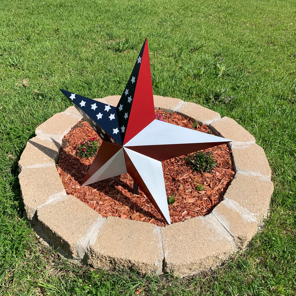 USA FLAG STAR STYLE# 5 RED WHITE & BLUE AMERICANA METAL BARN STAR WALL ART HANDMADE TO ORDER NEW