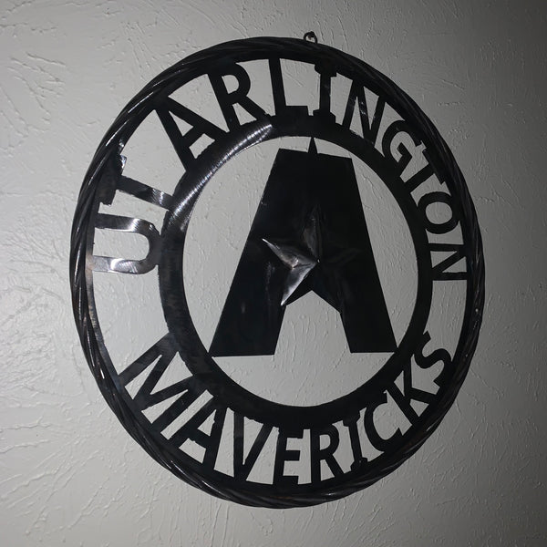 UTA ARLINGTON CUSTOM RAW METAL VINTAGE CRAFT TEAM SIGN WETSERN HOME DECOR HANDMADE