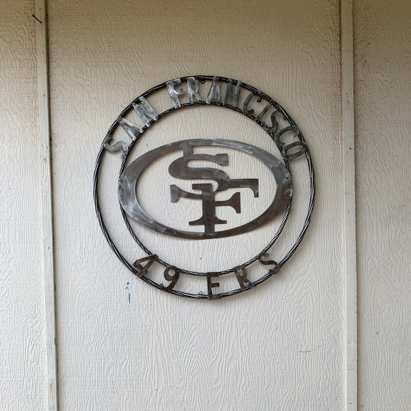 36" SAN FRANCISCO 49ERS CUSTOM RAW METAL VINTAGE CRAFT TEAM SIGN HAND MADE IN USA