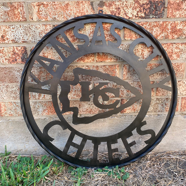 KANSAS CITY CHIEFS BLACK CUSTOM METAL LASERCUT VINTAGE CRAFT TEAM DECOR HANDMADE