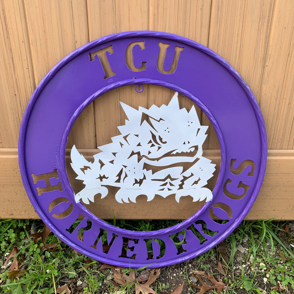 18",24",32" TCU HORNED FROGS CUSTOM METAL VINTAGE CRAFT TEAM SIGN WESTERN HOME DECOR HANDMADE