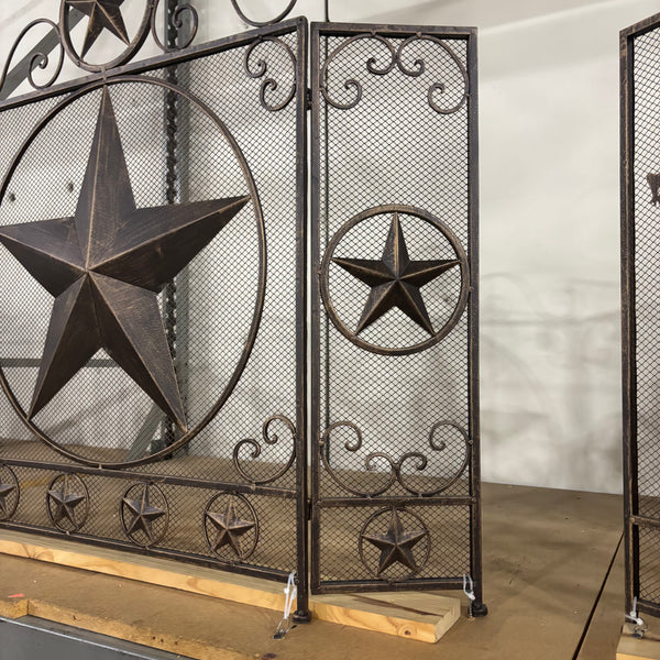 LONESTAR METAL FIREPLACE SCREEN W/ STAR 41.5" X 34.25" WESTERN HOME DECOR HANDMADE #EH80003
