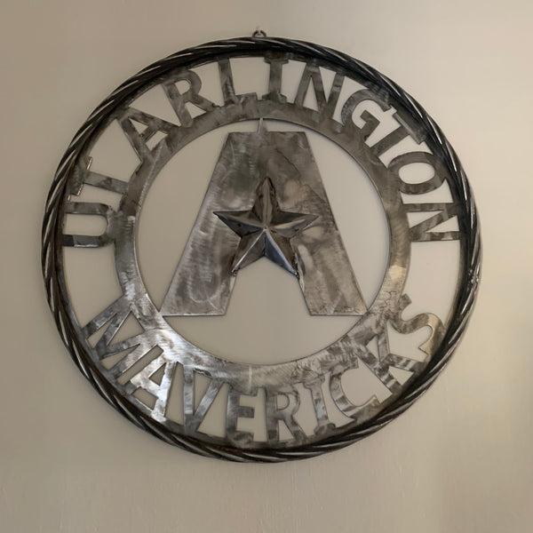 UTA ARLINGTON CUSTOM RAW METAL VINTAGE CRAFT TEAM SIGN WETSERN HOME DECOR HANDMADE