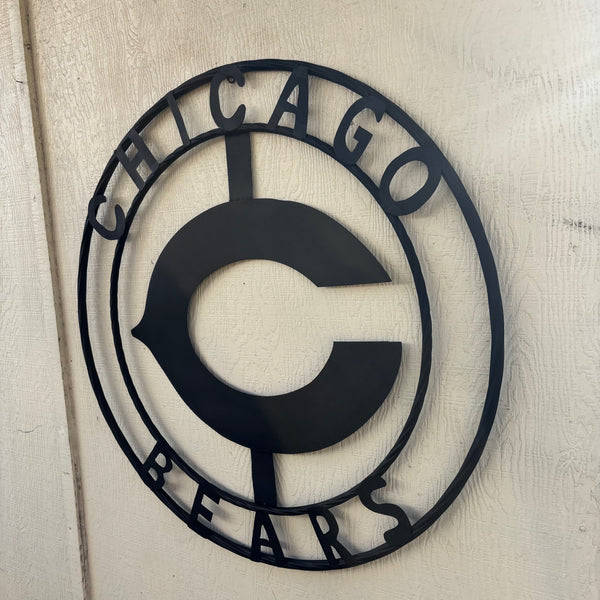 CHICAGO BEARS CUSTOM METAL VINTAGE CRAFT SIGN TEAM RISTIC BLACK HANDMADE