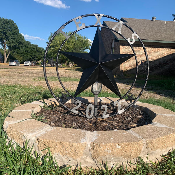 TEXAS 2022 STYLE CUSTOM NAME STAR BARN METAL LONE STAR 3d TWISTED ROPE RING WESTERN HOME DECOR RUSTIC  BLACK HANDMADE 24",32",34",36",40",42",44",46",50"