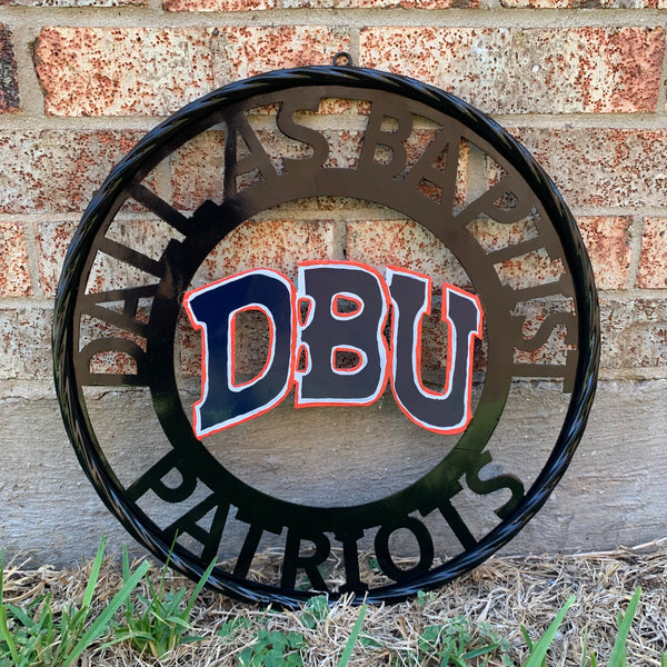 DBU DALLAS BAPTIST PATRIOTS CUSTOM METAL VINTAGE CRAFT TEAM SIGN WESTERN HOME DECOR HANDMADE