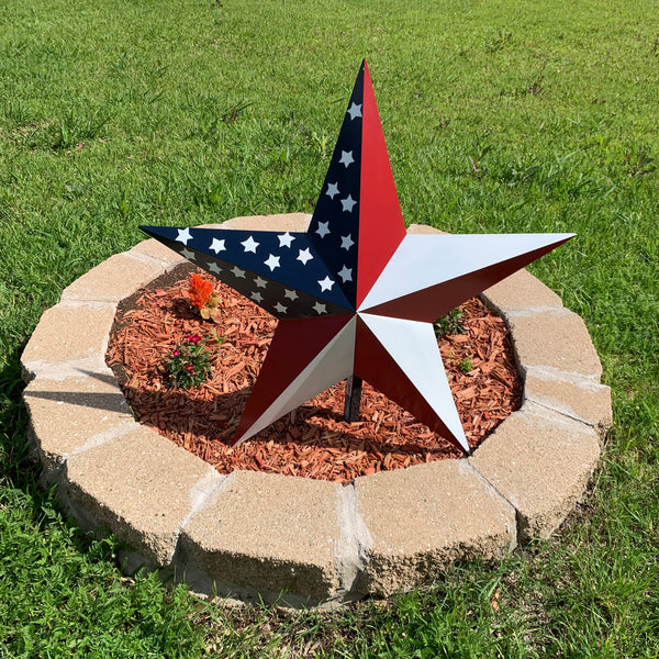 USA FLAG STAR STYLE# 5 RED WHITE & BLUE AMERICANA METAL BARN STAR WALL ART HANDMADE TO ORDER NEW