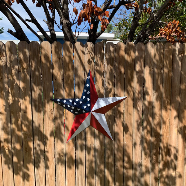 USA FLAG STAR STYLE# 5 RED WHITE & BLUE AMERICANA METAL BARN STAR WALL ART HANDMADE TO ORDER NEW