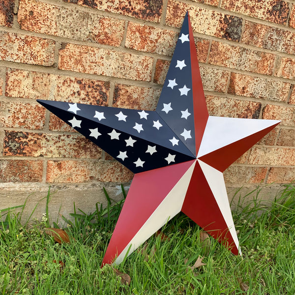 USA FLAG STAR STYLE# 5 RED WHITE & BLUE AMERICANA METAL BARN STAR WALL ART HANDMADE TO ORDER NEW