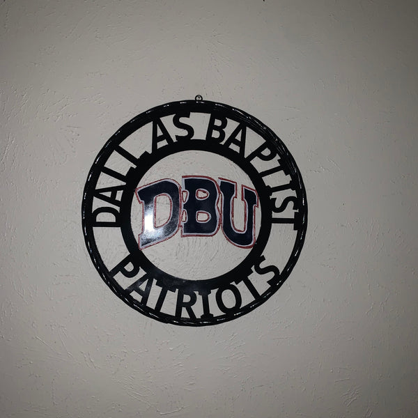 DBU DALLAS BAPTIST PATRIOTS CUSTOM METAL VINTAGE CRAFT TEAM SIGN WESTERN HOME DECOR HANDMADE