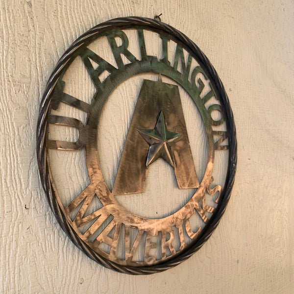 UTA ARLINGTON CUSTOM RAW METAL VINTAGE CRAFT TEAM SIGN WETSERN HOME DECOR HANDMADE