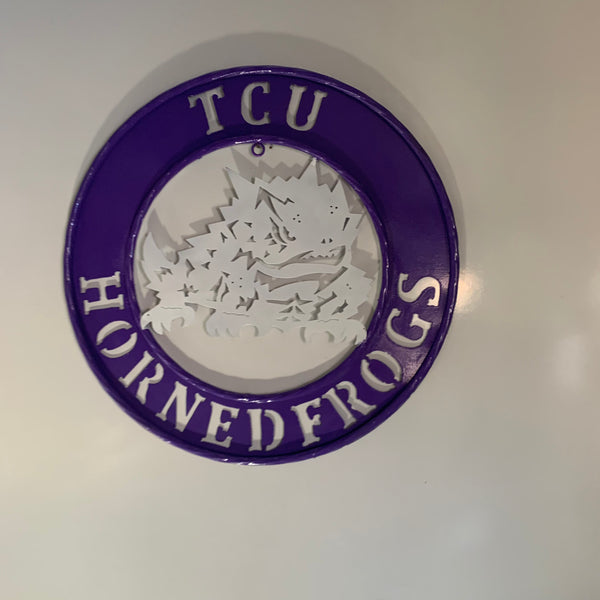 18",24",32" TCU HORNED FROGS CUSTOM METAL VINTAGE CRAFT TEAM SIGN WESTERN HOME DECOR HANDMADE