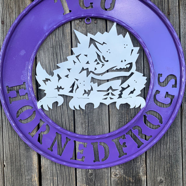 18",24",32" TCU HORNED FROGS CUSTOM METAL VINTAGE CRAFT TEAM SIGN WESTERN HOME DECOR HANDMADE