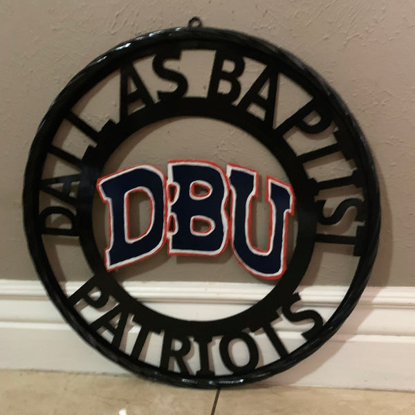 DBU DALLAS BAPTIST PATRIOTS CUSTOM METAL VINTAGE CRAFT TEAM SIGN WESTERN HOME DECOR HANDMADE