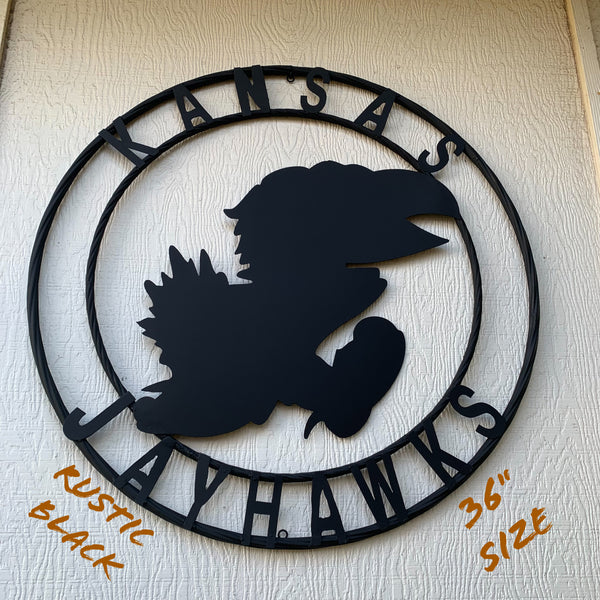 KANSAS JAYHAWKS BLACK CUSTOM METAL VINTAGE CRAFT SIGN WALL ART TEAM SIGN HANDMADE