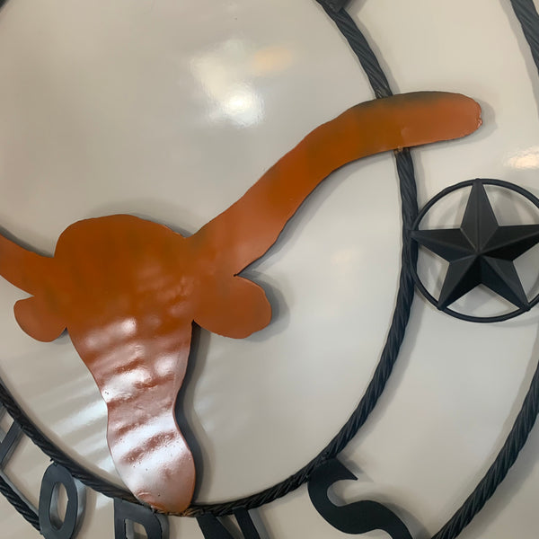 HOOKEM HORNS WITH LONE STAR TEXAS LONGHORNS HOOK EM METAL CUSTOM VINTAGE CRAFT WALL ART TEAM SIGN HANDMADE