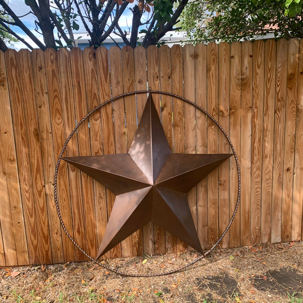 LONE STAR 60" BARN STAR METAL RUSTIC  BRONZE VINTAGE COPPER WALL ART WESTERN HOME DECOR HANDMADE NEW EH10524