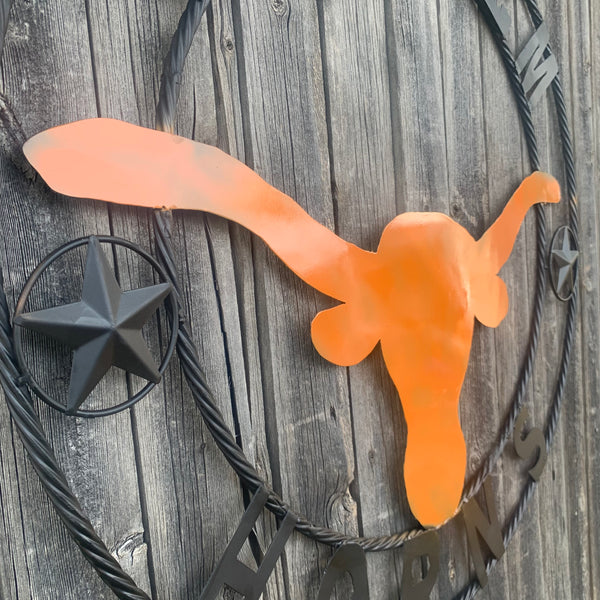 HOOKEM HORNS WITH LONE STAR TEXAS LONGHORNS HOOK EM METAL CUSTOM VINTAGE CRAFT WALL ART TEAM SIGN HANDMADE