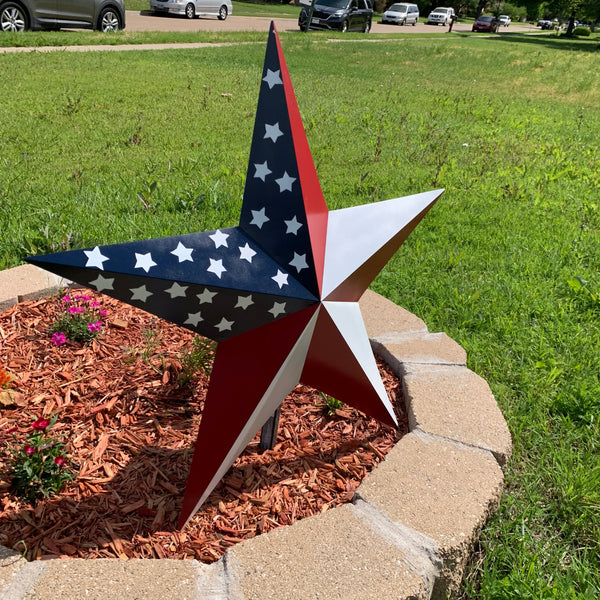 USA FLAG STAR STYLE# 5 RED WHITE & BLUE AMERICANA METAL BARN STAR WALL ART HANDMADE TO ORDER NEW