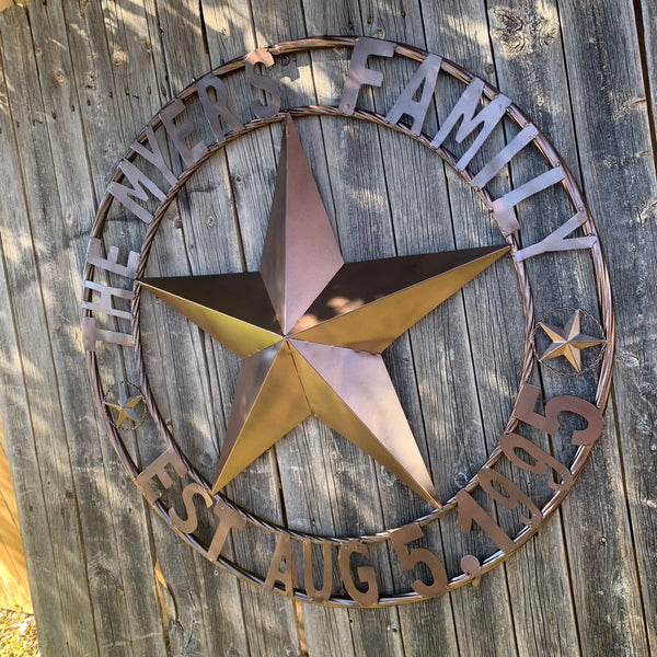 MYERS STYLE YOUR CUSTOM NAME STAR BARN STAR METAL LONE STAR WESTERN HOME DECOR RUSTIC BLACK HANDMADE 24",32",36",50"