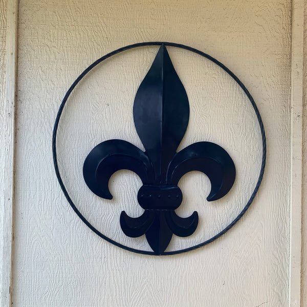 #EH10764 NAVY BLUE 24",36" FLEUR DE LIS METAL WALL ART SIGN WESTERN HOME DECOR HANDMADE NEW