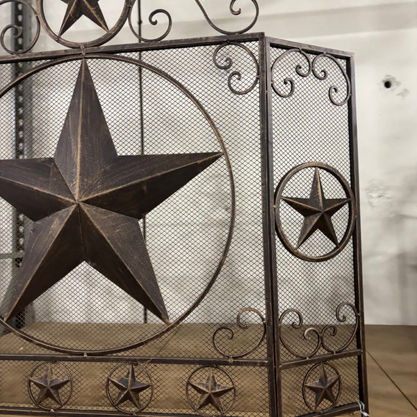 LONESTAR METAL FIREPLACE SCREEN W/ STAR 41.5" X 34.25" WESTERN HOME DECOR HANDMADE #EH80003
