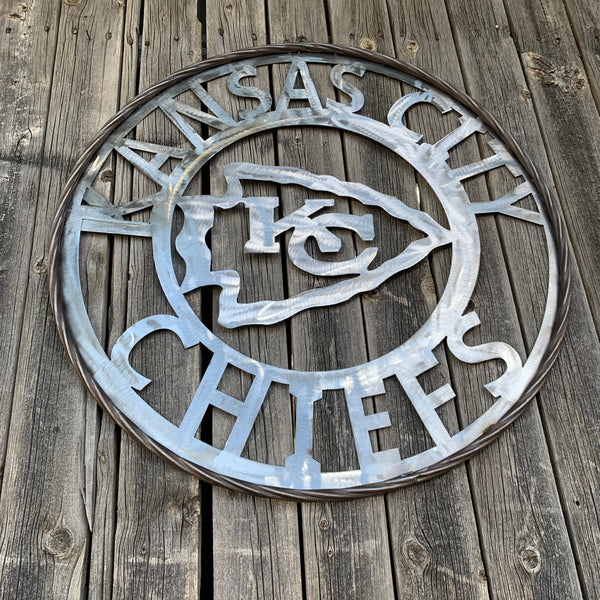 KANSAS CITY CHIEFS RAW METAL CUSTOM METAL LASERCUT VINTAGE CRAFT TEAM DECOR HANDMADE