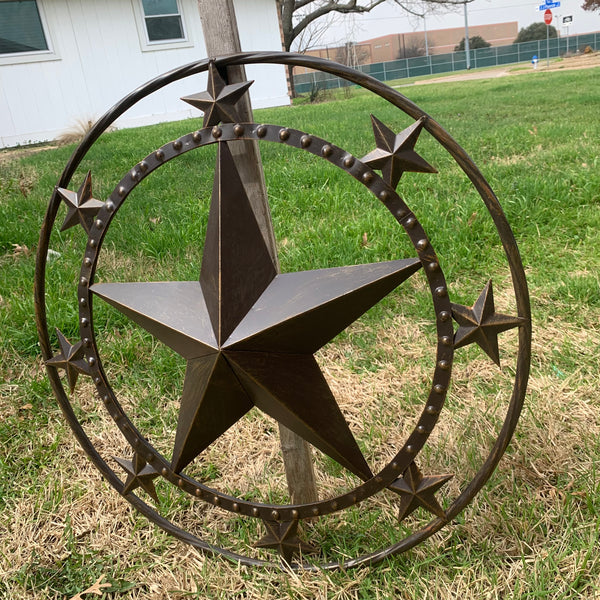 24" MULTI STAR BEADED COLIBROX BARN STAR METAL LONESTAR WESTERN HOME DECOR HANDMADE RUSTIC DARK BRONZE NEW