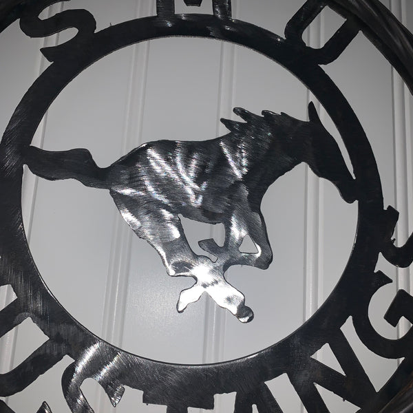 12",18",24",32",36" SMU MUSTANGS RAW METAL CUSTOM VINTAGE CRAFT WALL ART TEAM SIGN HANDMADE