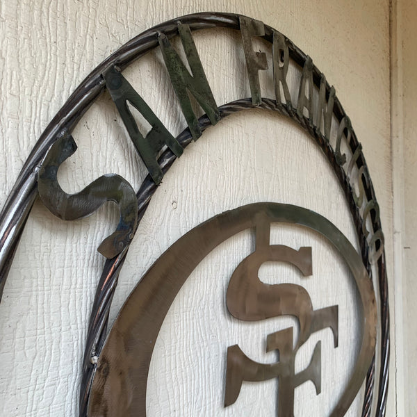 36" SAN FRANCISCO 49ERS CUSTOM RAW METAL VINTAGE CRAFT TEAM SIGN HAND MADE IN USA