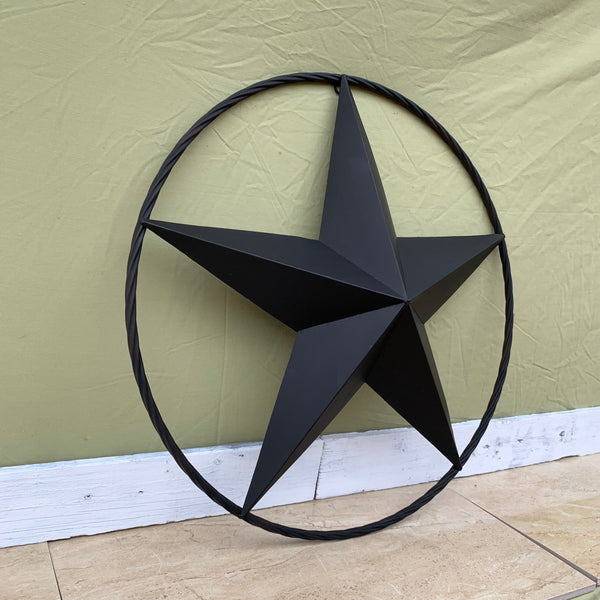 RUSTIC BLACK BARN STAR 3d TWISTED ROPE RING WESTERN HOME DECOR HANDMADE NEW 3" TO 72"-#EH10608