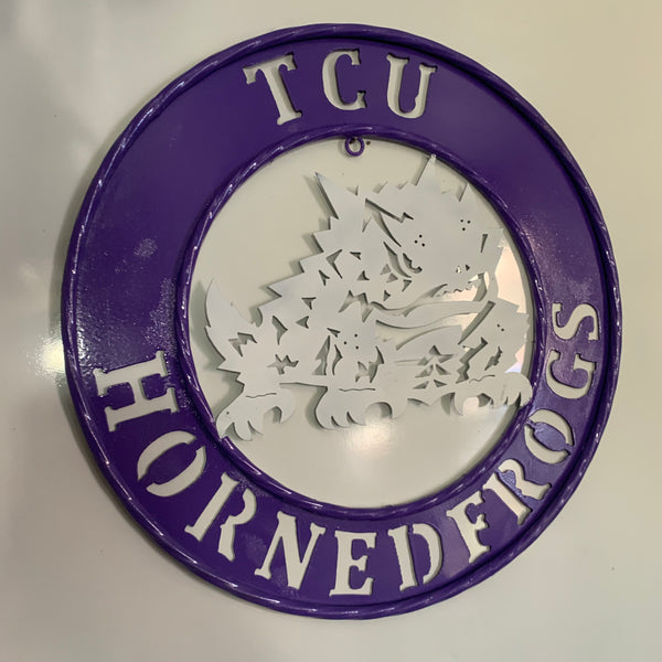 18",24",32" TCU HORNED FROGS CUSTOM METAL VINTAGE CRAFT TEAM SIGN WESTERN HOME DECOR HANDMADE