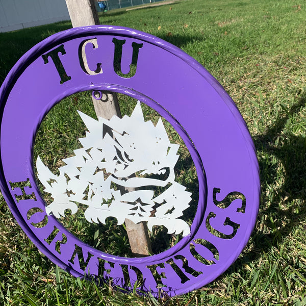 18",24",32" TCU HORNED FROGS CUSTOM METAL VINTAGE CRAFT TEAM SIGN WESTERN HOME DECOR HANDMADE